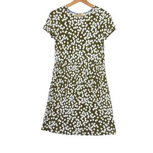 Boden Dress Womens US Sz 4 R Green White Round Neck Jersey Knit Pockets Stretch